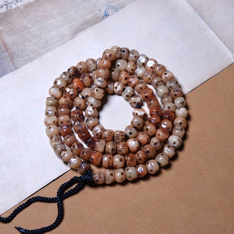 Tibetan Yak Bone Mens Mala Necklace