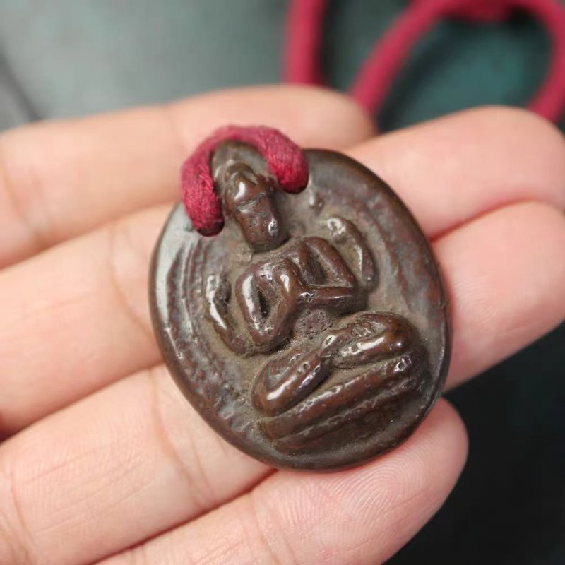 Vintage Tibetan Meteoric Iron Guan Yin Pendant