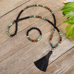 African Turquoise Yoga Mala - mantrapiece.com
