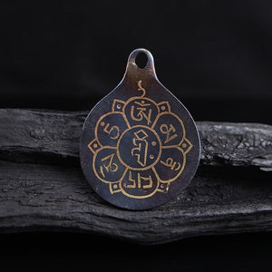 Old Tibetan Meteoric Iron Buddhist Pendant Necklace