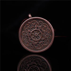 Antique Tibetan Dharma Wheel Prayer Pendant - mantrapiece.com