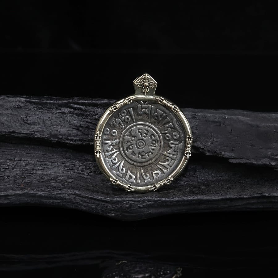 Antique Tibetan Mantra Pendant Necklace - mantrapiece.com
