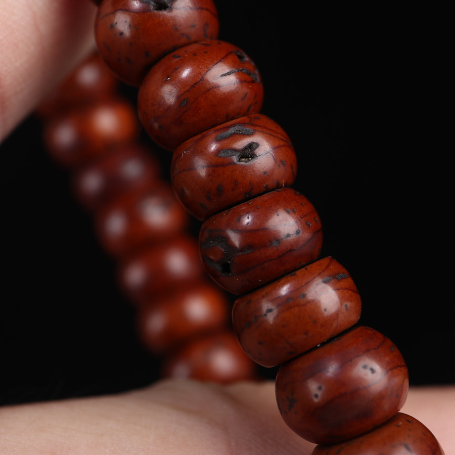 Antique Tibetan Red Bodhi Beads Mala - mantrapiece.com