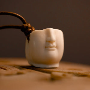 Contemporary Half-Buddha Face Mammoth Tusk Pendant