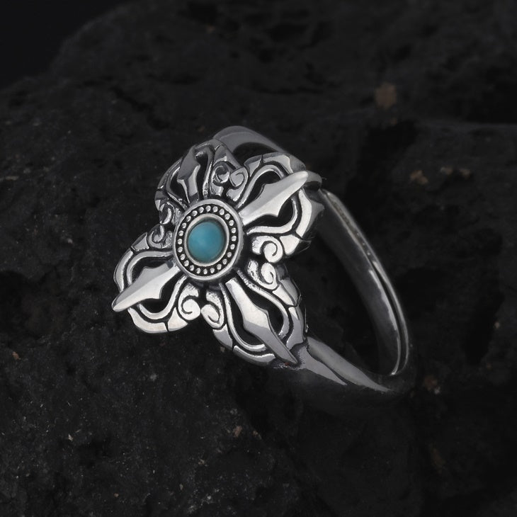 Vajra Ring: - Oxidized 999 Silver Men's Ring - Mantrapiece