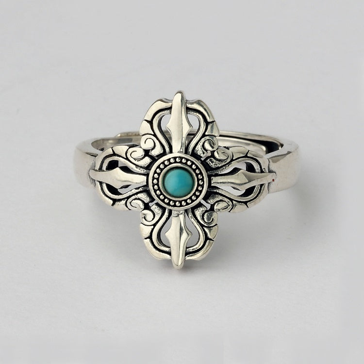 Vajra Ring: - Oxidized 999 Silver Men's Ring - Mantrapiece