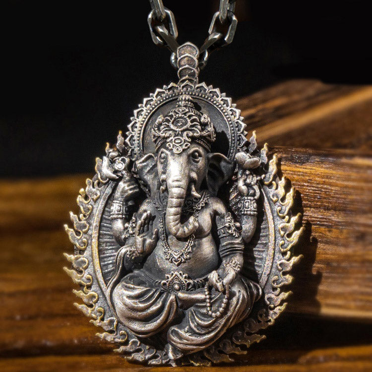Flaming Lord Ganesha Pendant - mantrapiece.com