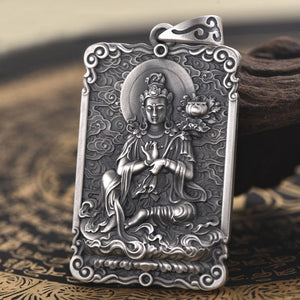 Framed Gesture of Debate Buddha Pendant Necklace - mantrapiece.com
