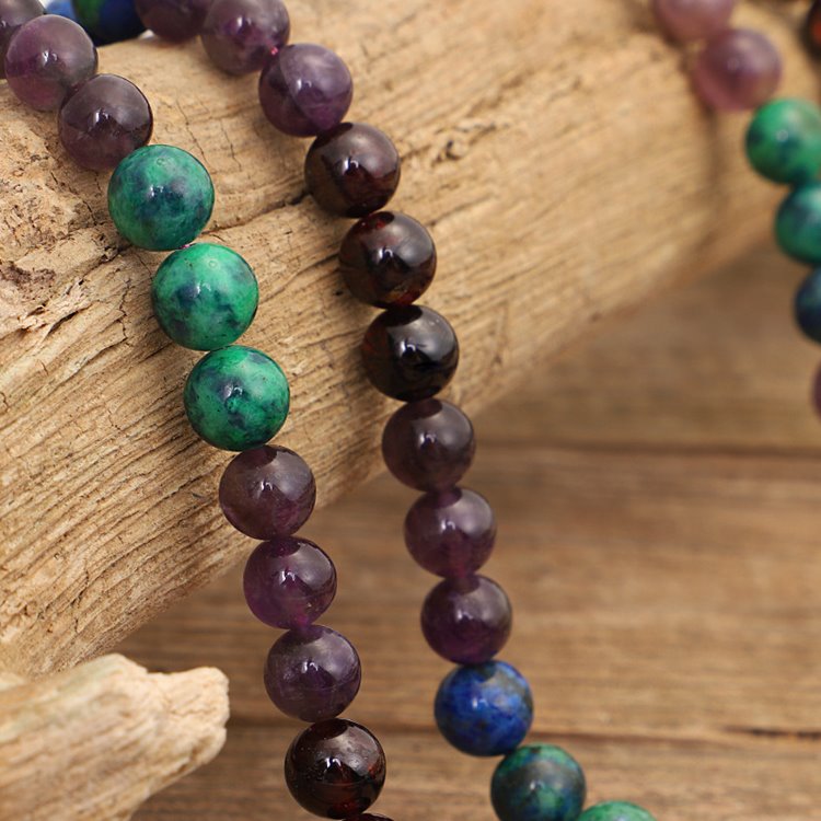 Garnet Amethyst Prayer Mala Beads - mantrapiece.com