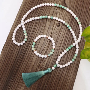Howlite Amazonite Mala Meditation Beads - mantrapiece.com