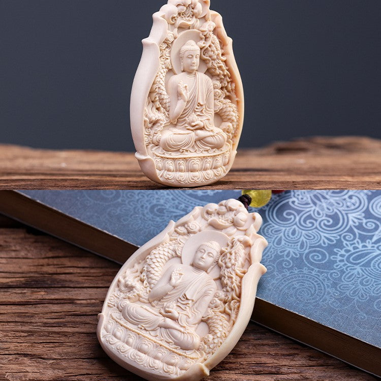 Immeasurable Light Ivory Amitabha Buddha Pendant - mantrapiece.com