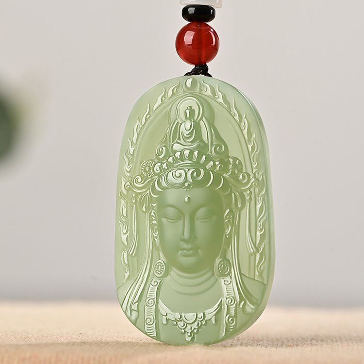 Jade Oval Kuan Yin Pendant - mantrapiece.com
