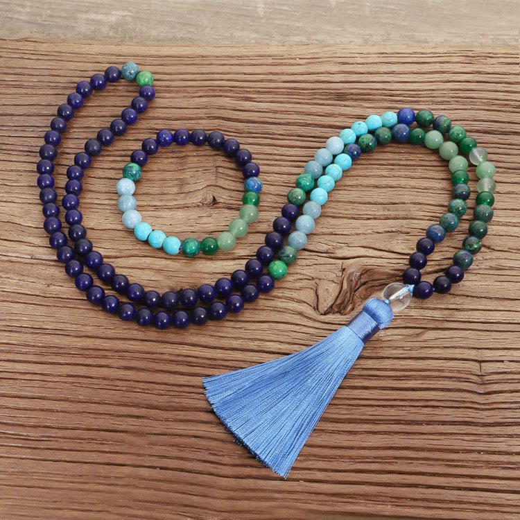 Lapis Lazuli Yoga Mala Necklace