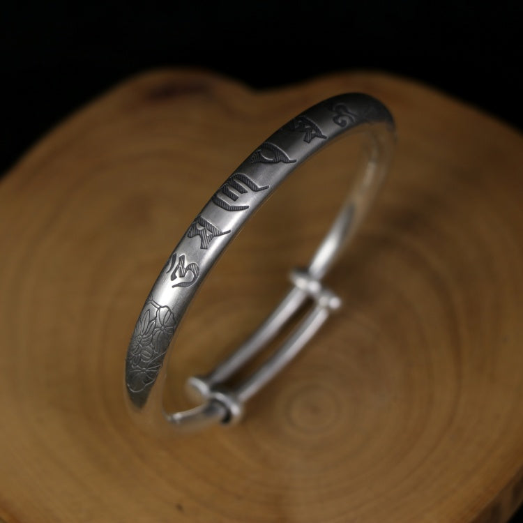 Om Mani Padme Hum Silver Bracelet Adjustable - mantrapiece.com