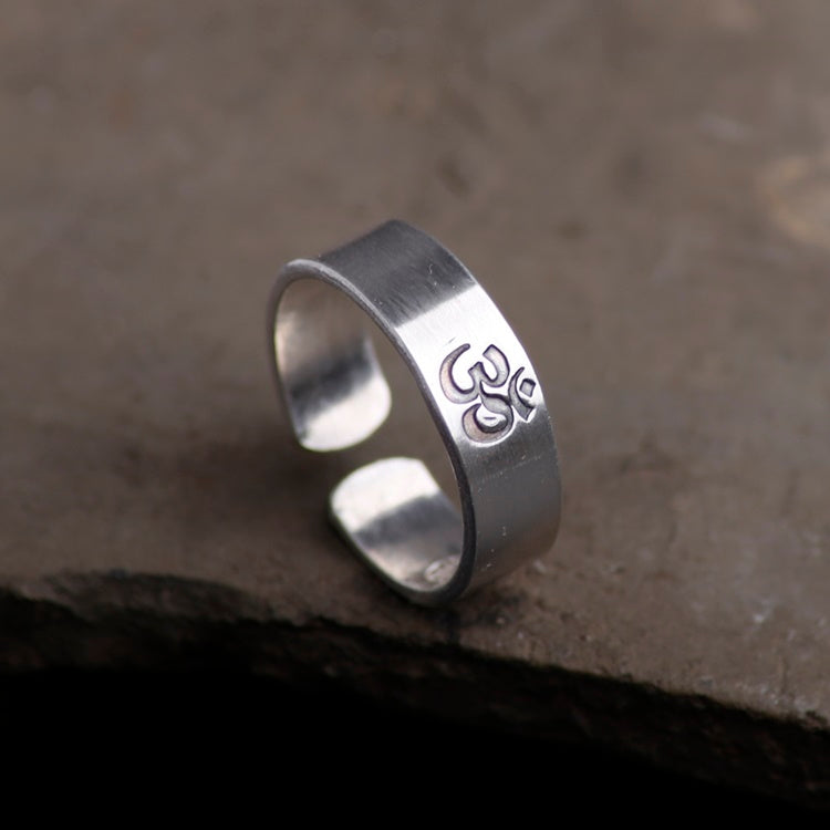 Om Ring, 999 Silver, Adjustable