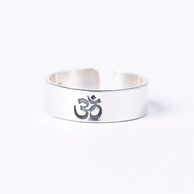 Om Ring, 999 Silver, Adjustable - mantrapiece.com