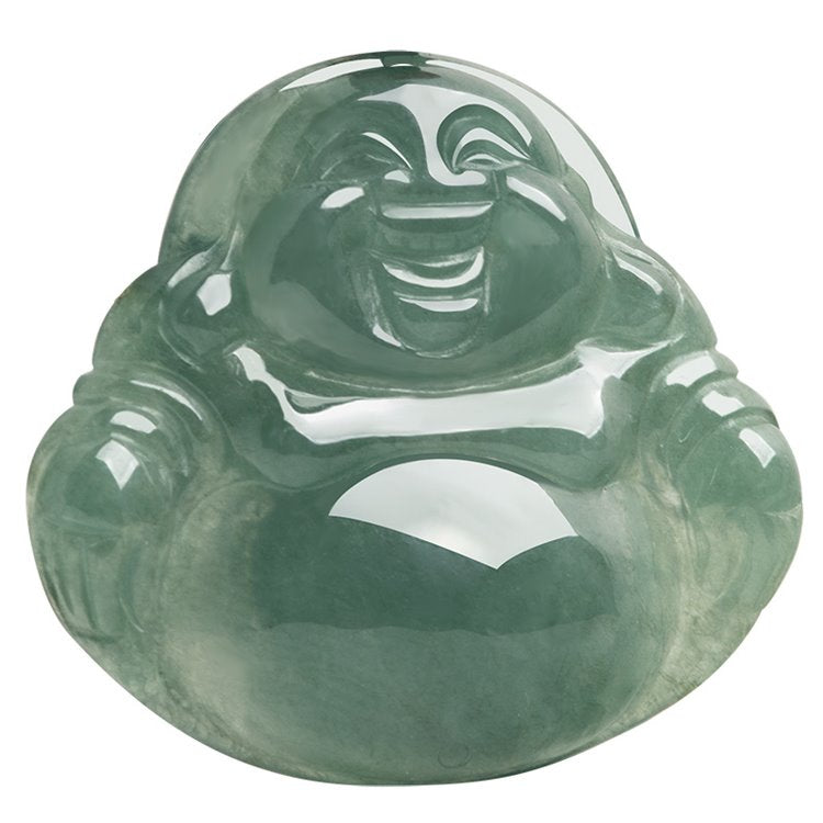 Pale Green Jade Lady Laughing Buddha Pendant - mantrapiece.com