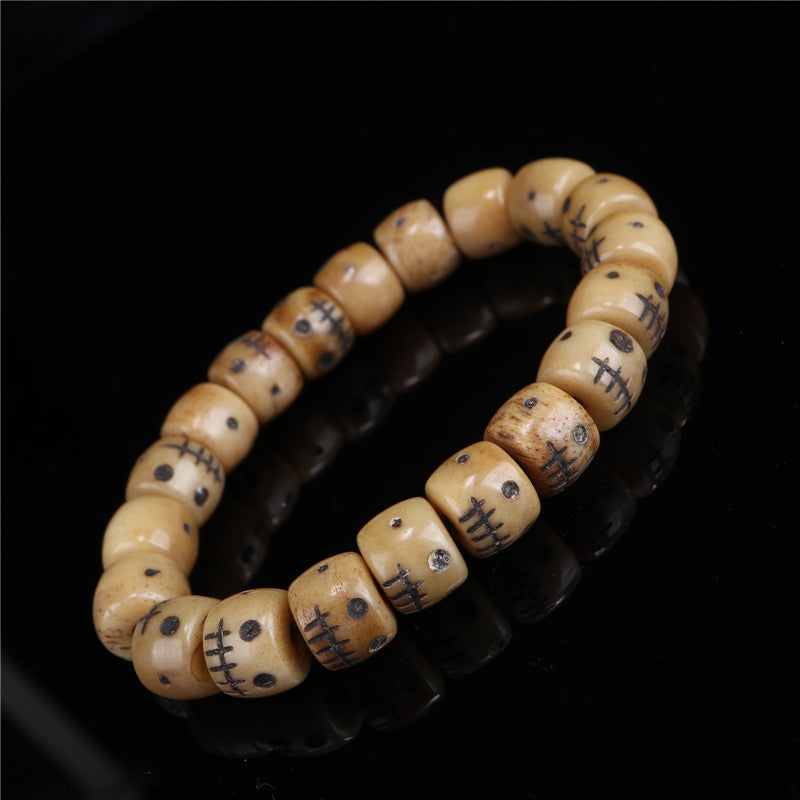 Skull Bone Mala Tibet: Hand-Carved Tibetan Yak Bone Mala - Mantrapiece