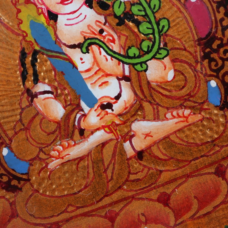 Tibetan Hand-Painted Akasagarbha Thangka Pendant - mantrapiece.com