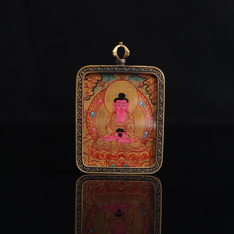 Tibetan Hand-Painted Amitabha Buddha Thangka Pendant - mantrapiece.com