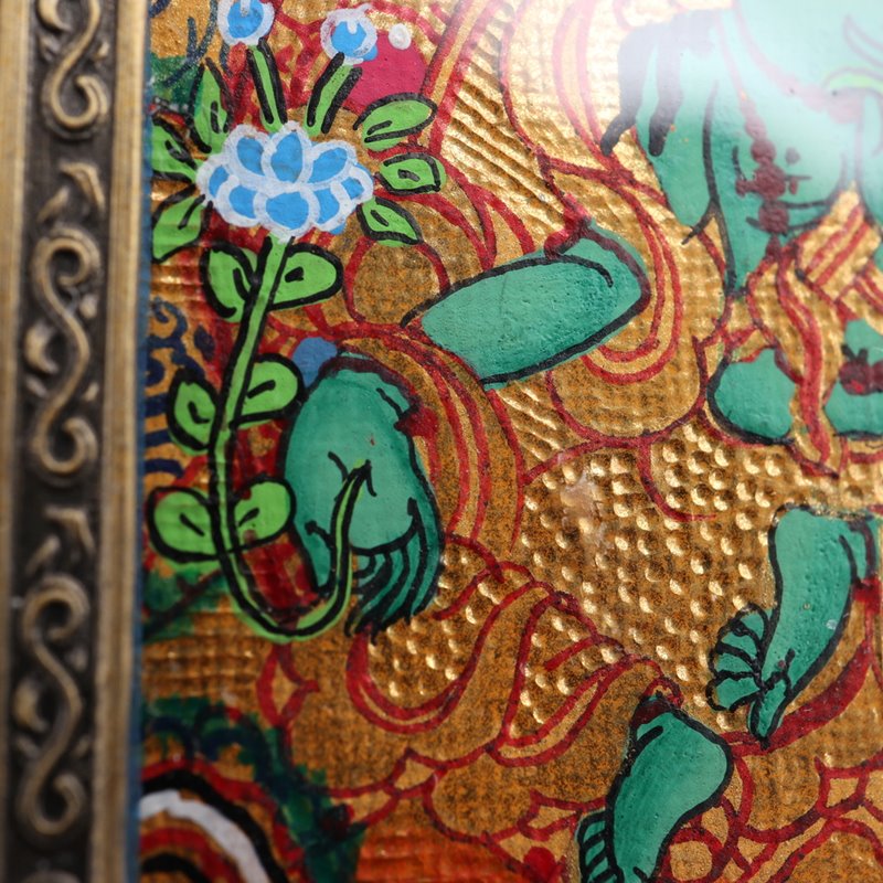 Tibetan Hand-Painted Green Tara Thangka Pendant - mantrapiece.com