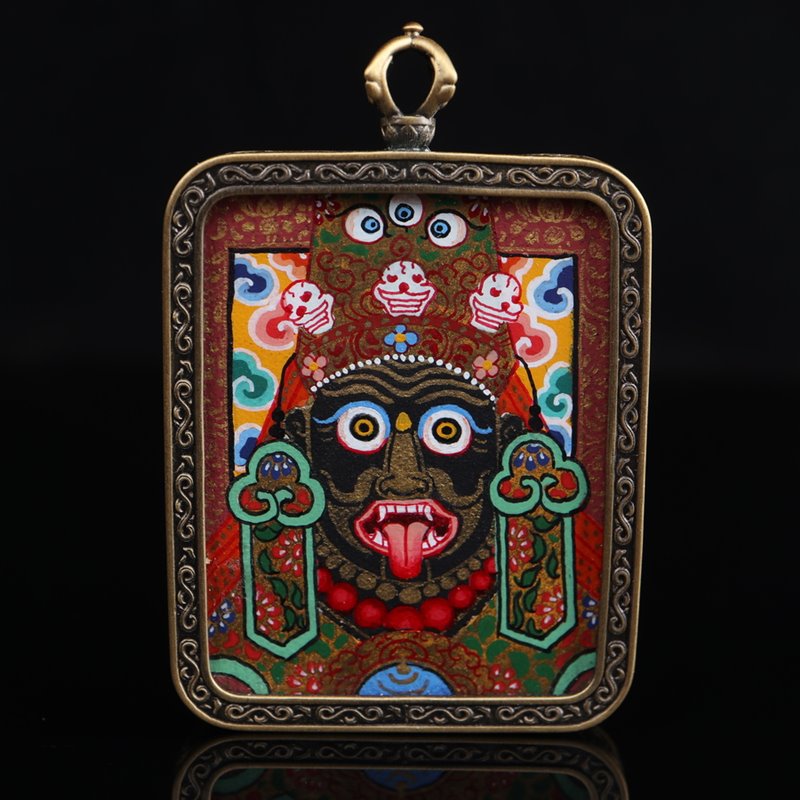 Tibetan Hand-Painted Zakiram Thangka Pendant