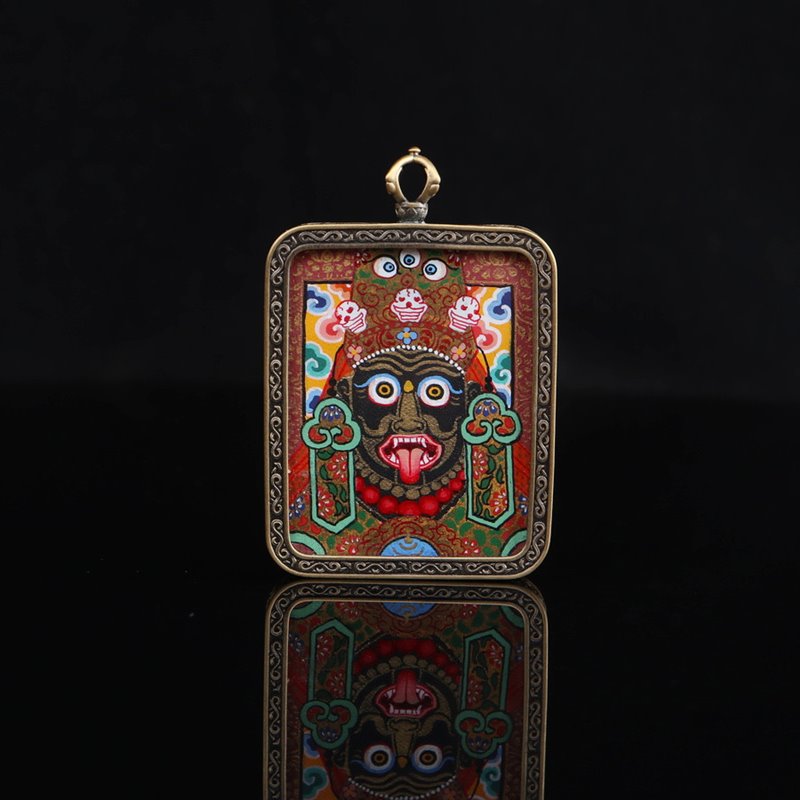 Tibetan Hand-Painted Zakiram Thangka Pendant