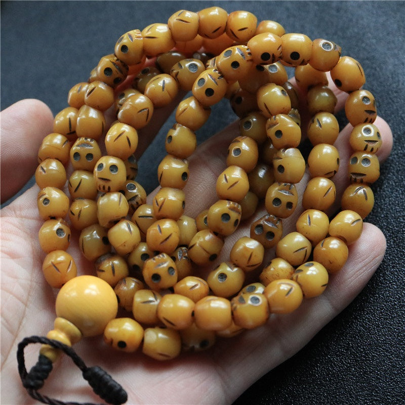 Tibetan Impermanence Yak Bone Skull Prayer Beads - mantrapiece.com
