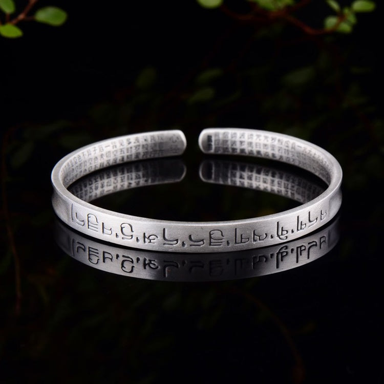 990 Sterling Silver Women Bead Open Cuff Bracelet – 100Sterling