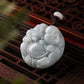 White Jade Laughing Buddha Pendant - mantrapiece.com