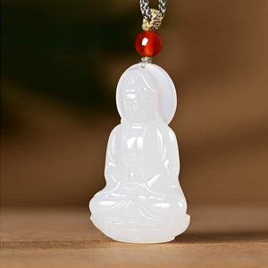 White Jade Pendant of Quan Yin - mantrapiece.com